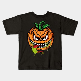 halloween scary evil pumpkin funny pumpkin head Kids T-Shirt